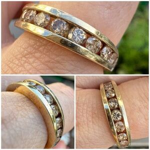 1.00CTW solid 10k yellow gold genuine champagne diamond ring high end